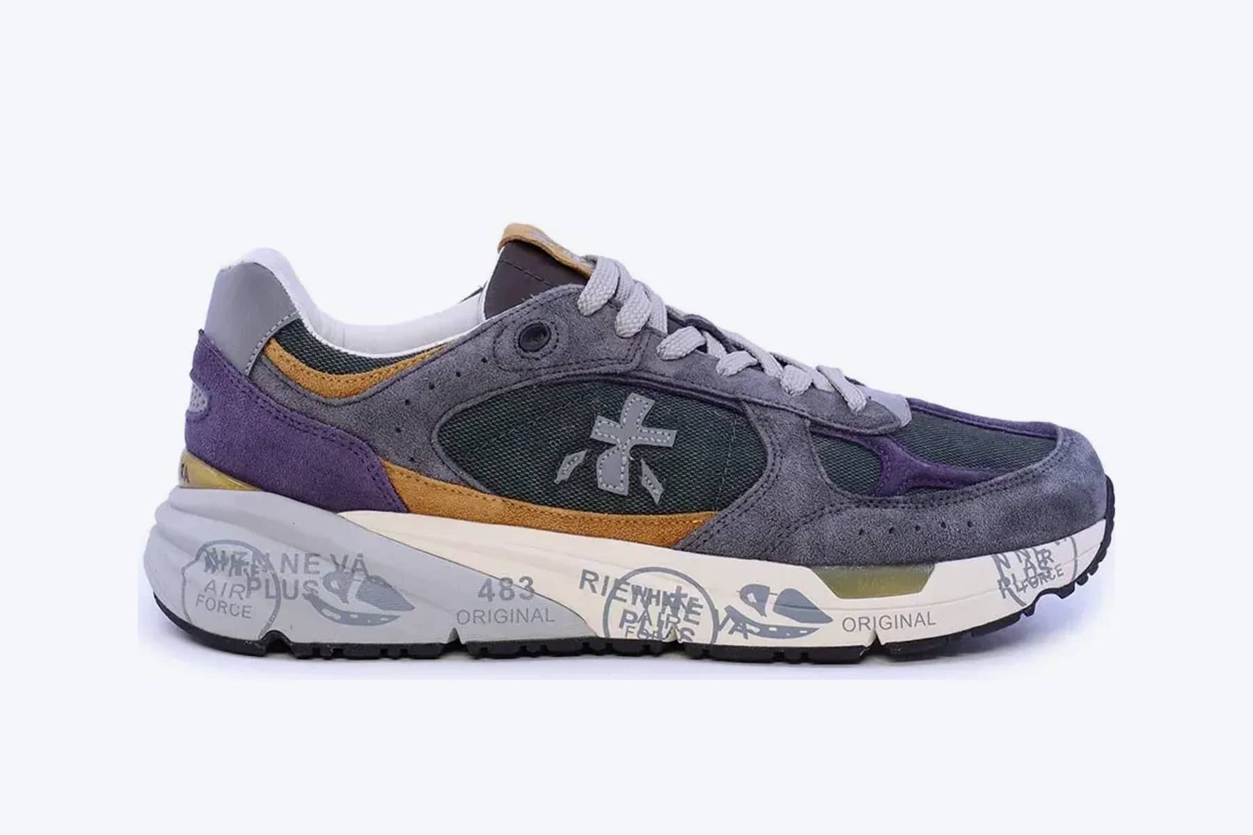 Premiata Mase çok renkli süet ve tekstil chunky sneaker, yandan görünüm
