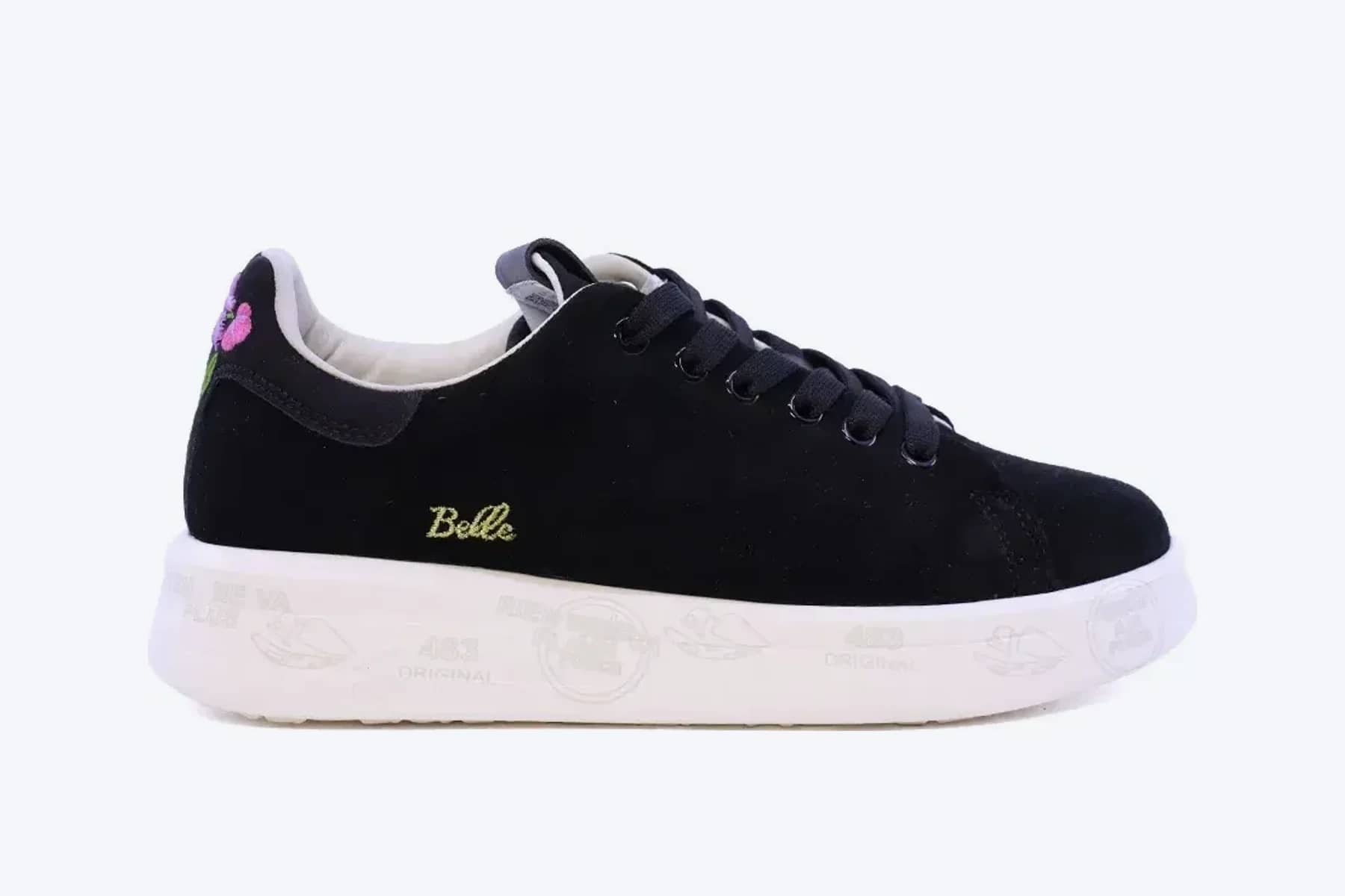 Premiata Belle siyah süet sneaker, yandan görünüm