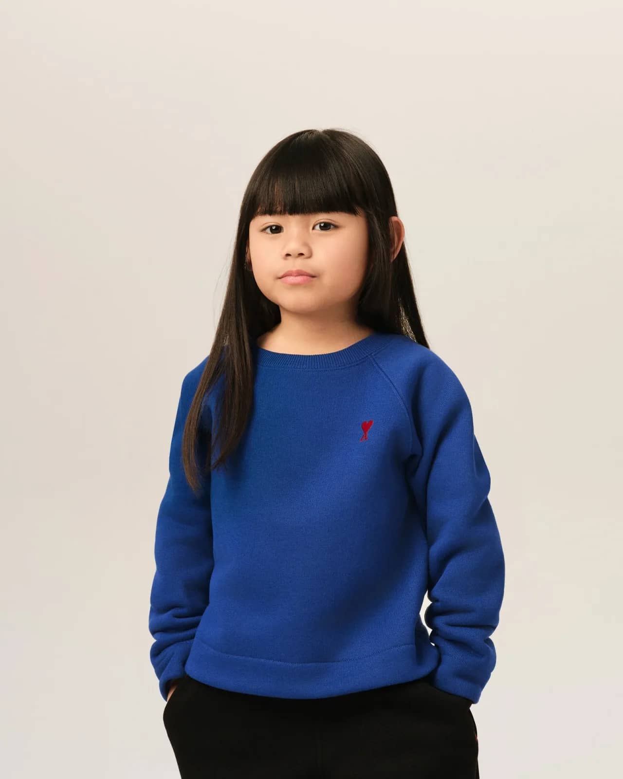 Ami Paris mavi pamuk sweatshirt, detay görünüm