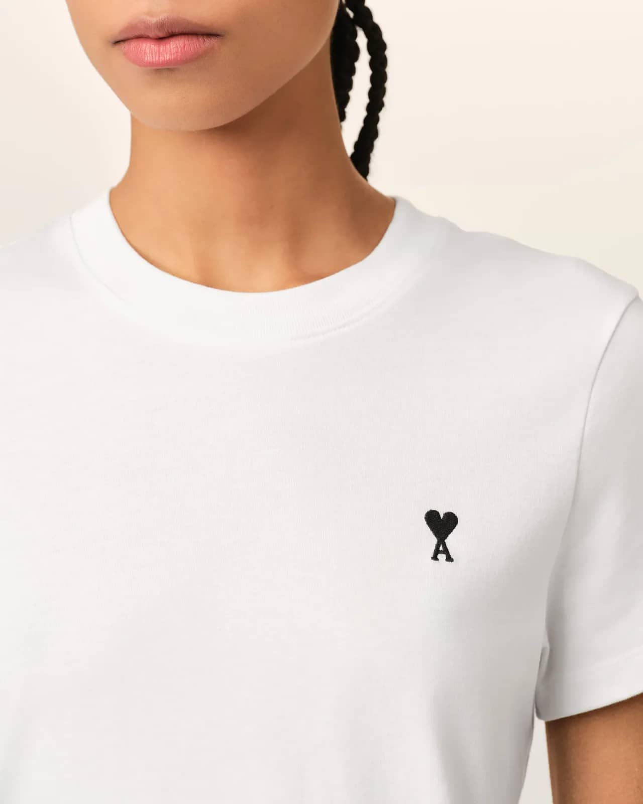 Ami Paris beyaz pamuk t-shirt, detay görünüm