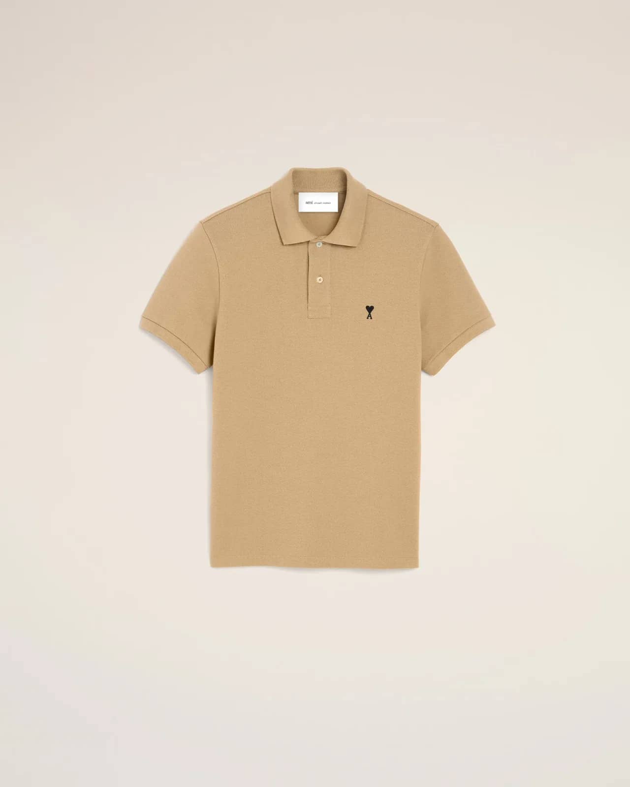 Ami Paris bej pamuk polo yaka t-shirt, önden görünüm