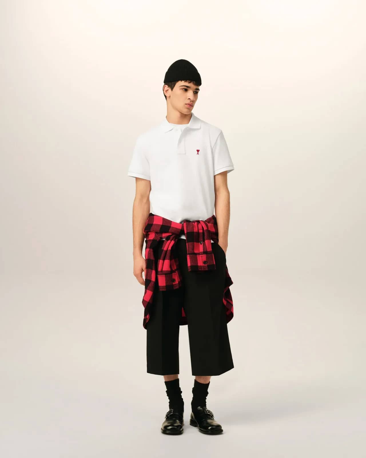 Ami Paris beyaz pamuk polo yaka t-shirt, detay görünüm