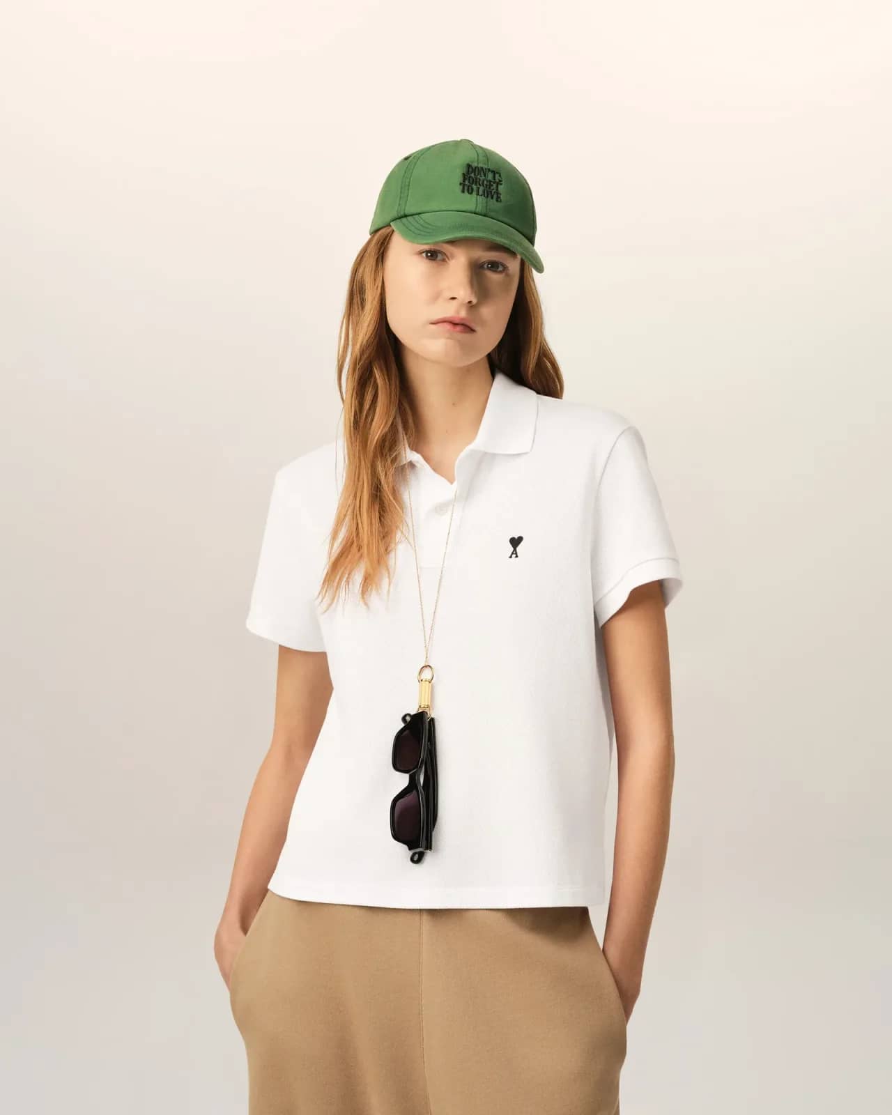 Ami Paris beyaz pamuk polo yaka t-shirt, arkadan görünüm