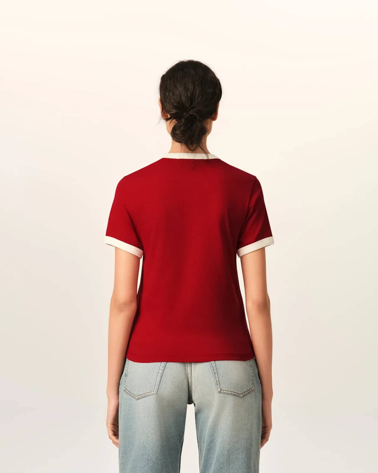 Ami Paris kırmızı pamuk t-shirt, detay görünüm
