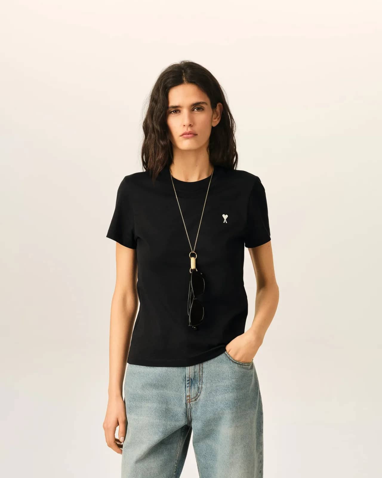 Ami Paris siyah pamuk t-shirt, arkadan görünüm