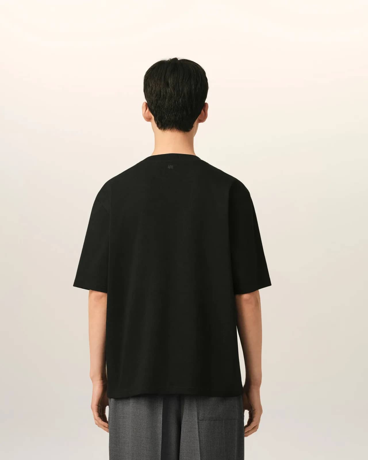 Ami Paris siyah pamuk t-shirt, detay görünüm
