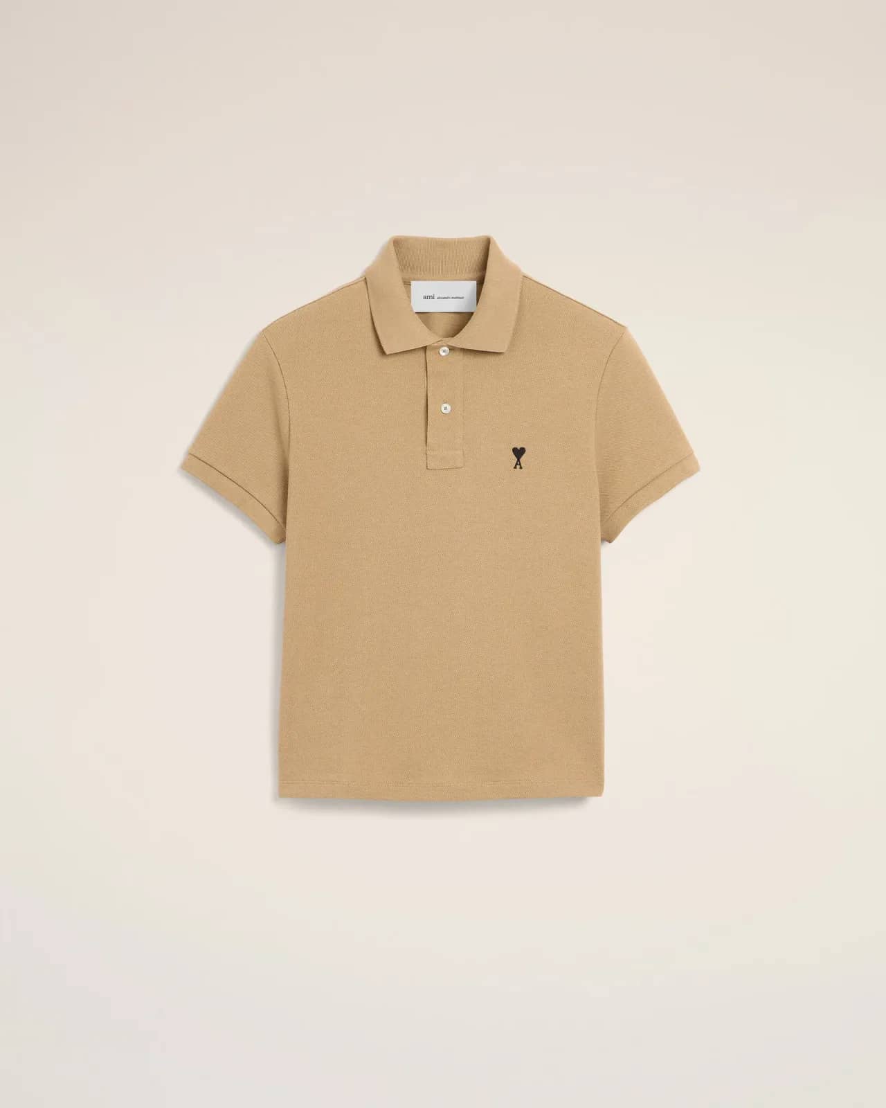 Ami Paris bej pamuk polo yaka t-shirt, önden görünüm