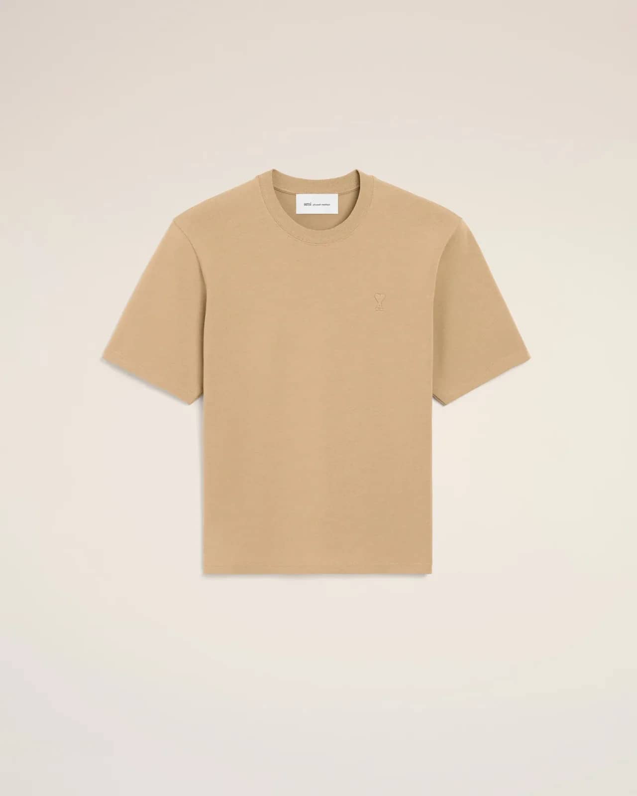 Ami Paris bej pamuk t-shirt, önden görünüm