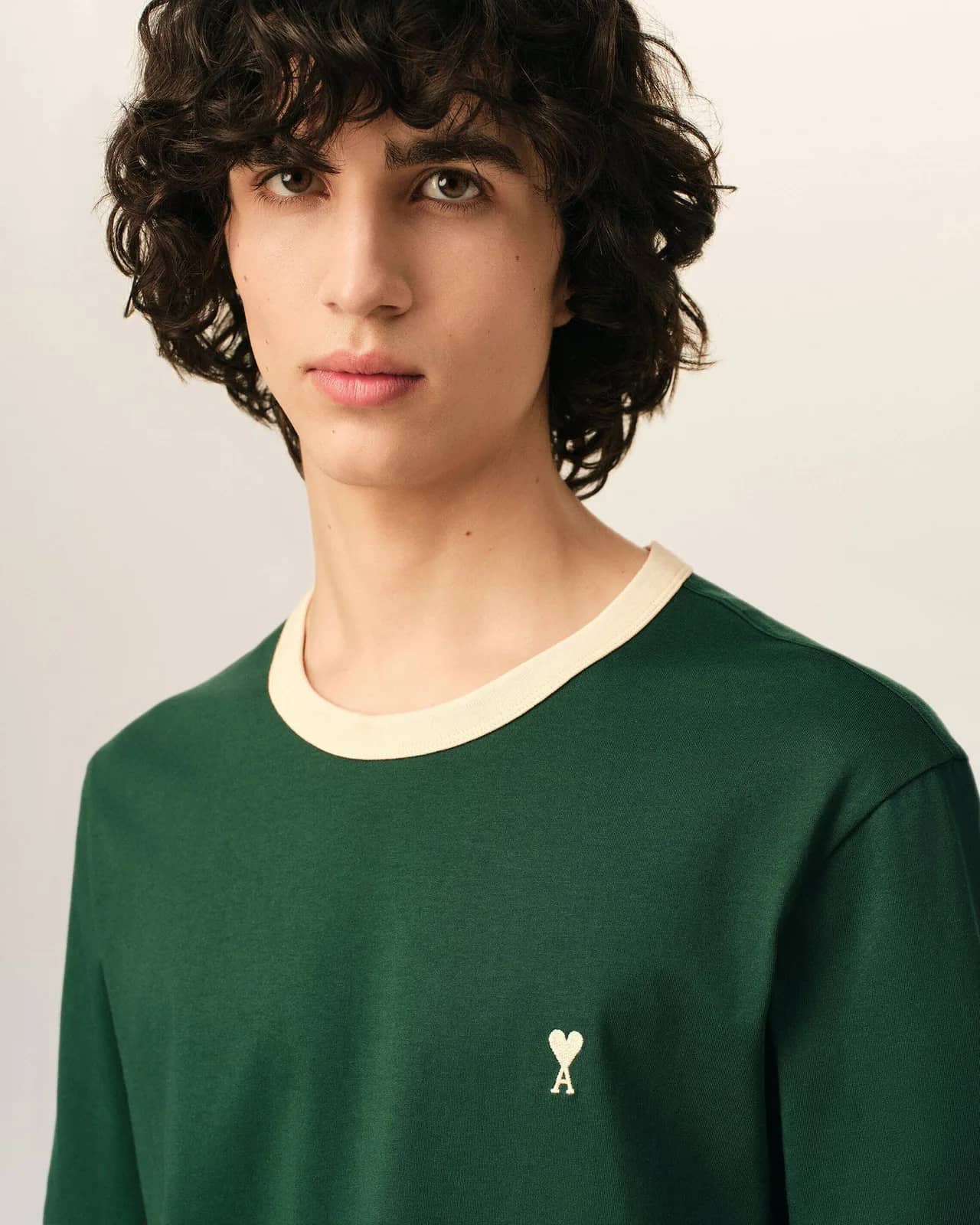 Ami Paris yeşil pamuk t-shirt, detay görünüm