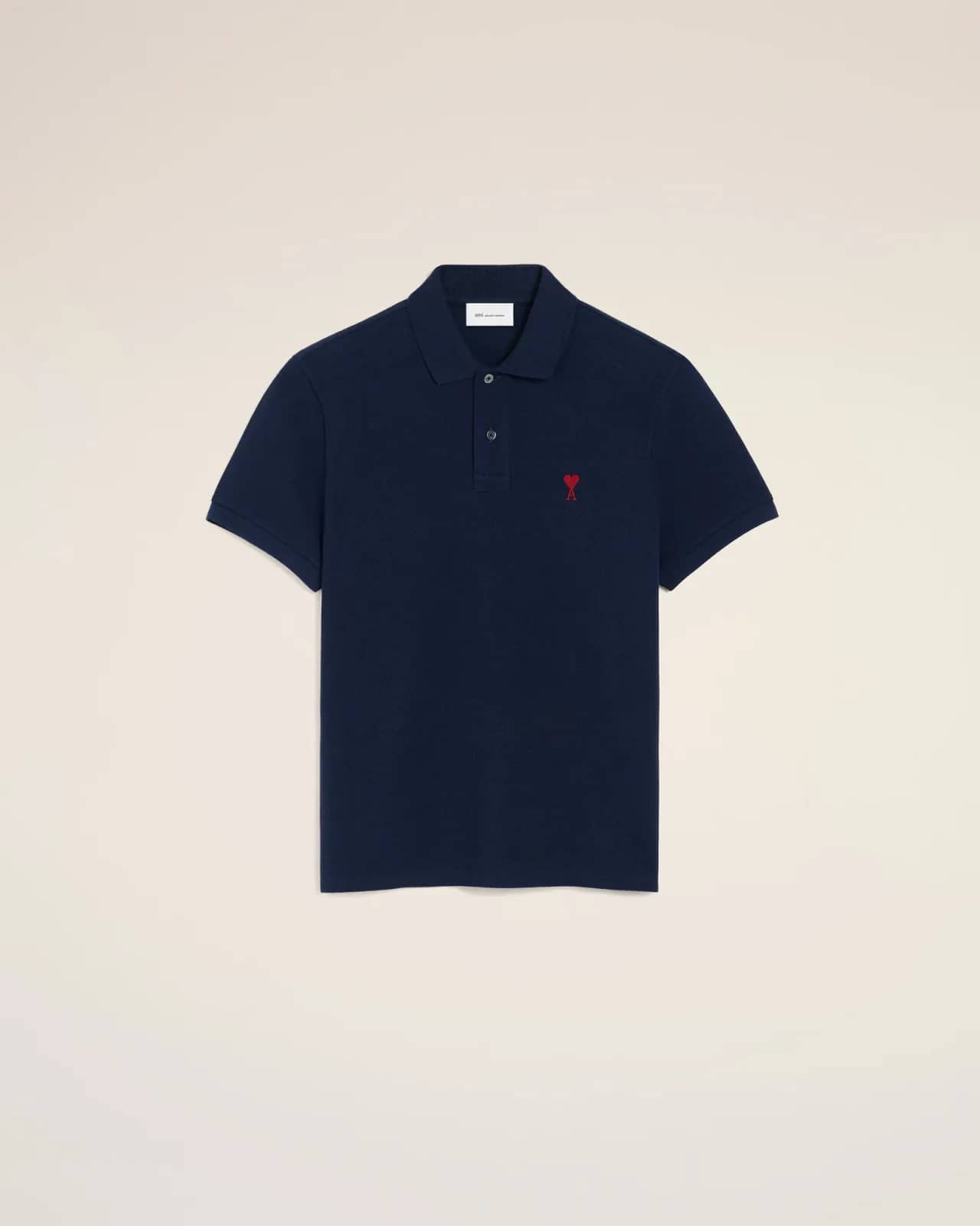 Ami Paris mavi pamuk polo yaka t-shirt, önden görünüm
