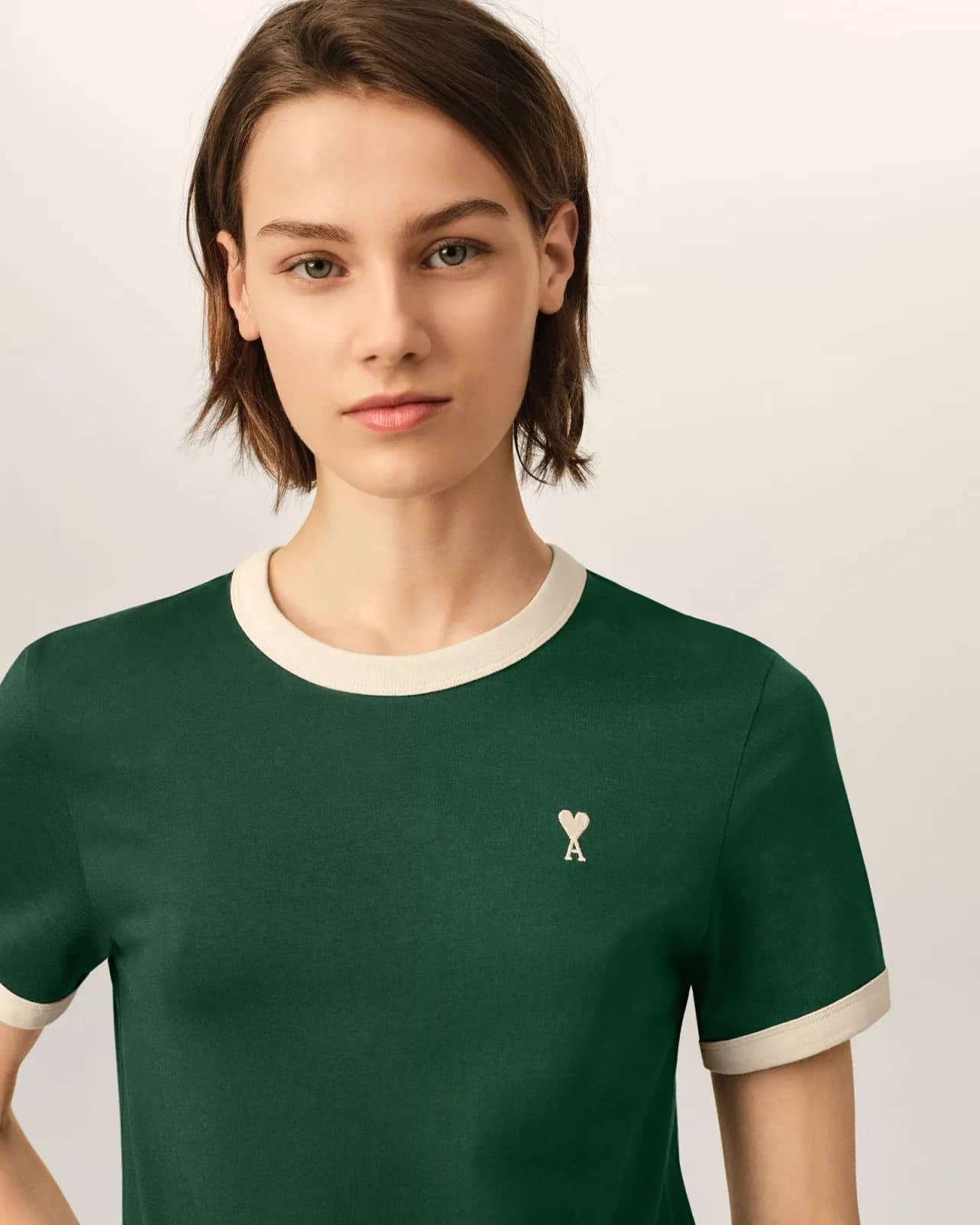 Ami Paris yeşil pamuk t-shirt, detay görünüm