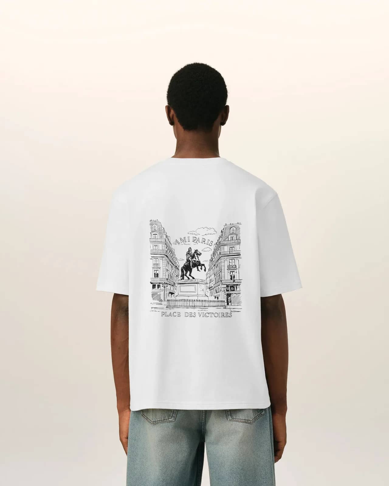 Ami Paris beyaz pamuk t-shirt, detay görünüm