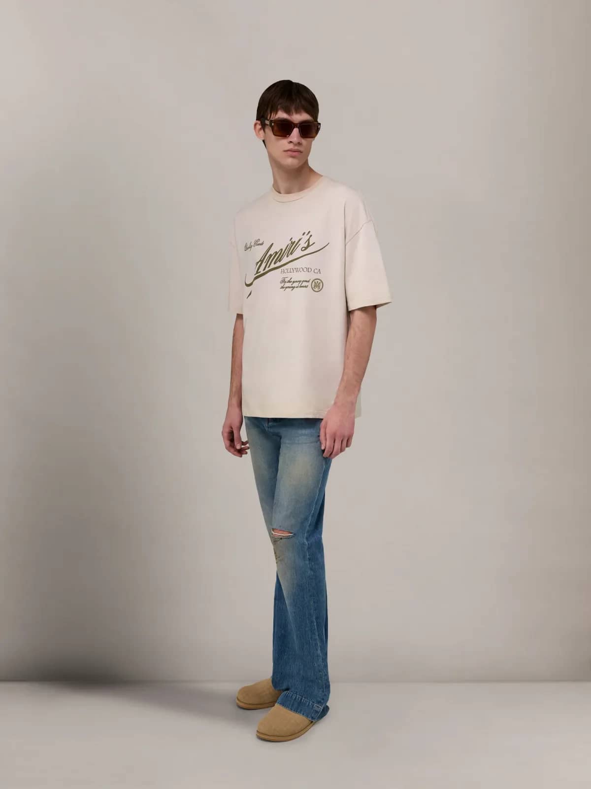 Amiri bej t-shirt, detay görünüm