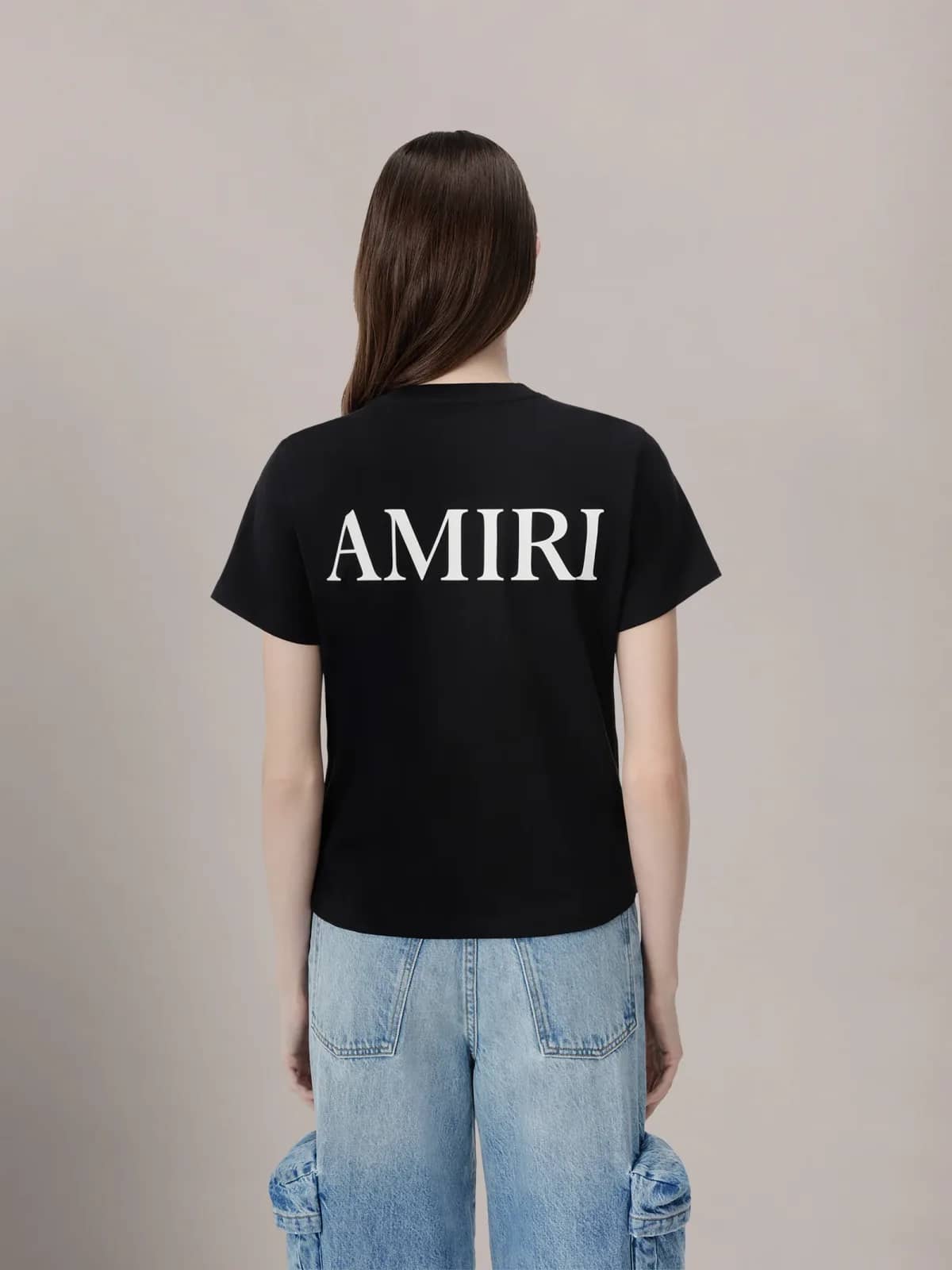 Amiri siyah pamuk t-shirt, detay görünüm