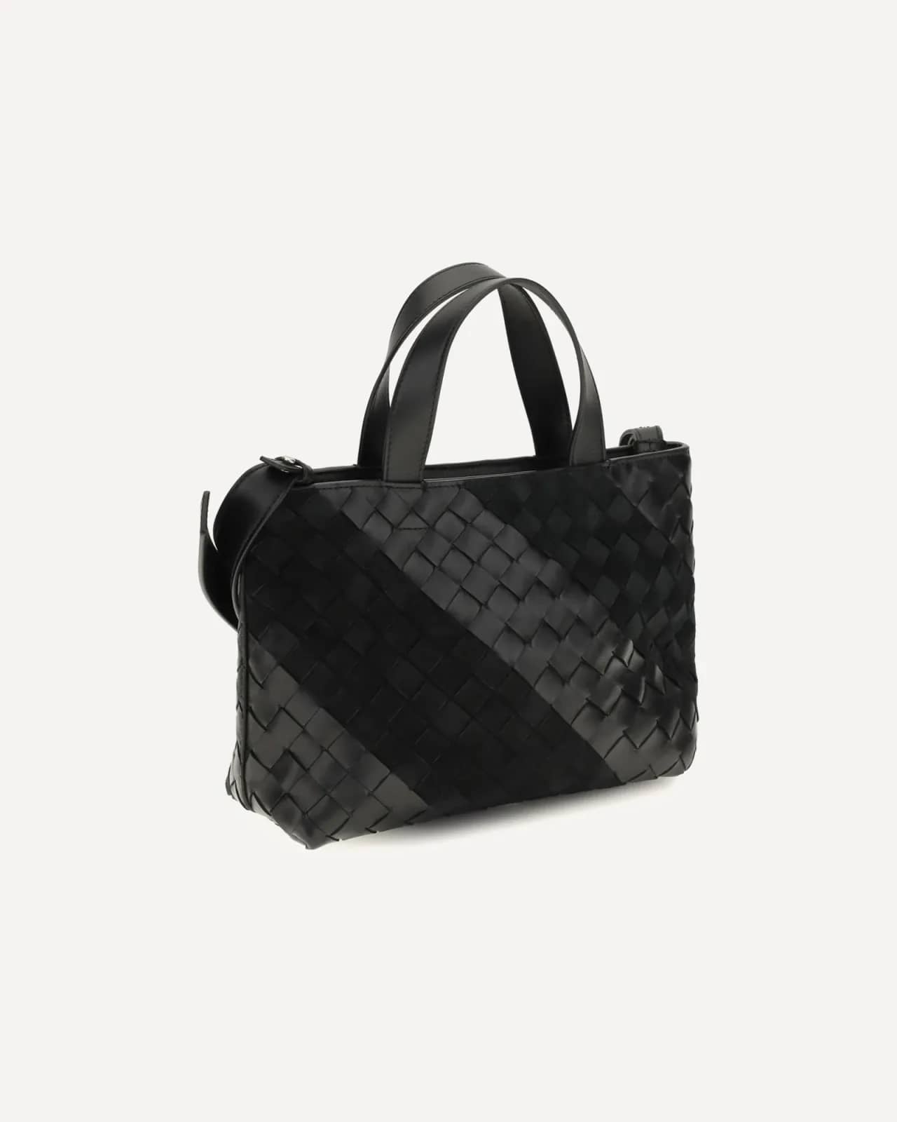 Bottega Veneta siyah süet şeritli Intrecciato el çantası, iç görünüm