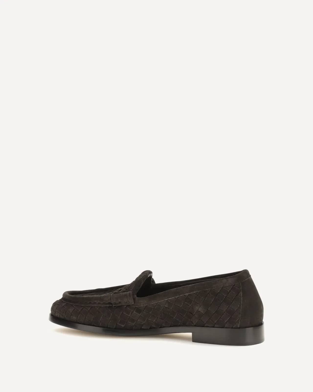 Bottega Veneta kahverengi Silenzio Intrecciato loafer, önden çapraz görünüm