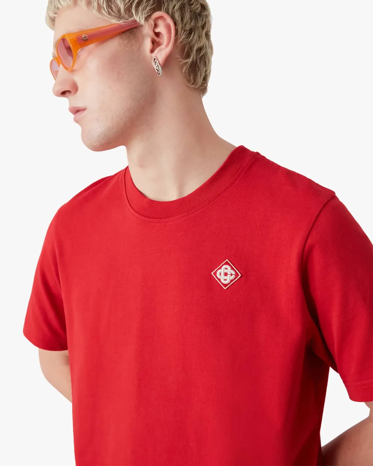 Casablanca kırmızı t-shirt, detay görünüm