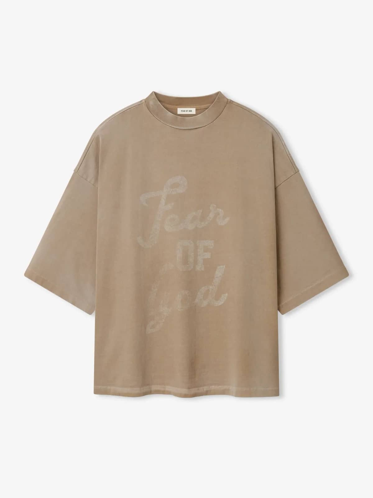 Fear of God bej t-shirt, önden görünüm