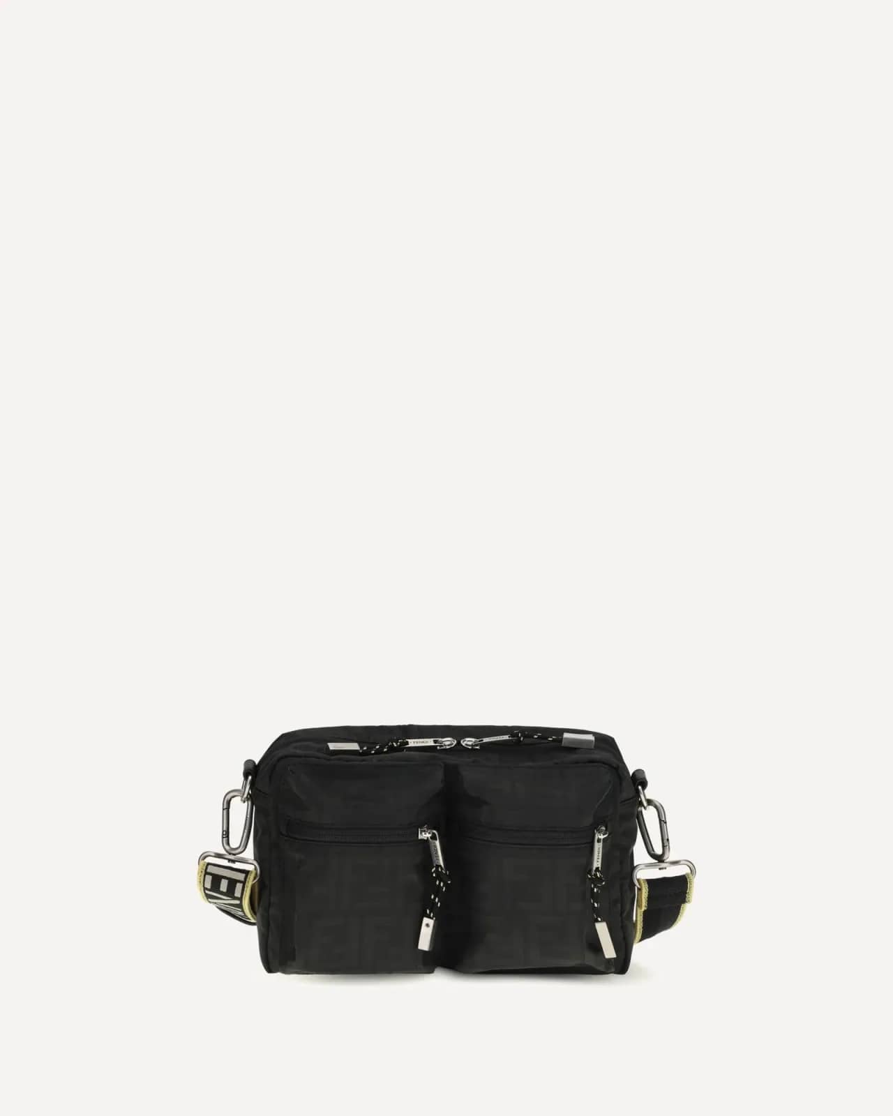 Fendi siyah FF Monogram kumaş kamera çantası, genel görünüm