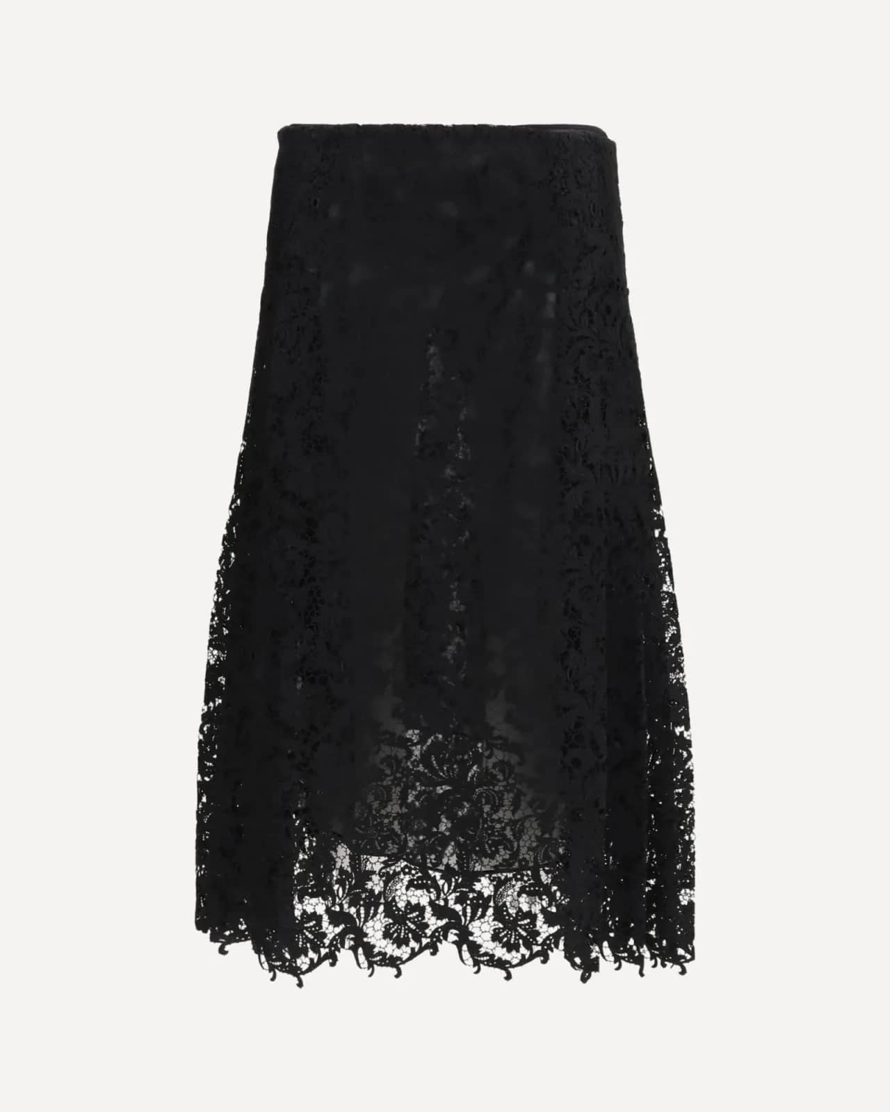 Fendi siyah Kloş Midi makrome dantel etek, önden görünüm