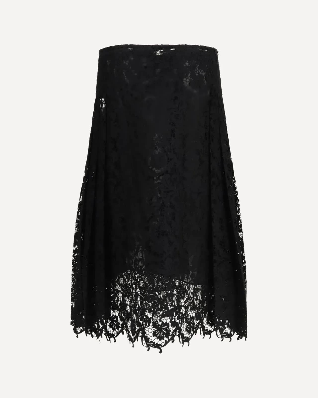 Fendi siyah Kloş Midi makrome dantel etek, detay görünüm