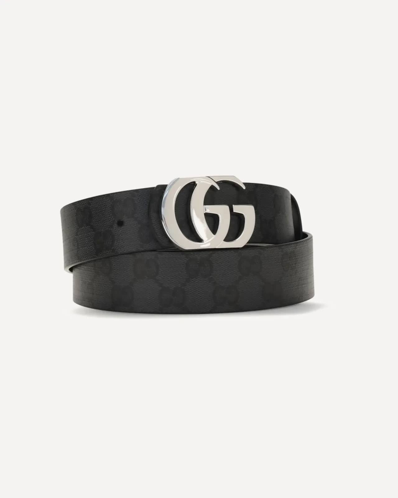 Gucci siyah çift taraflı Cut GG Marmont kemer, detay görünüm