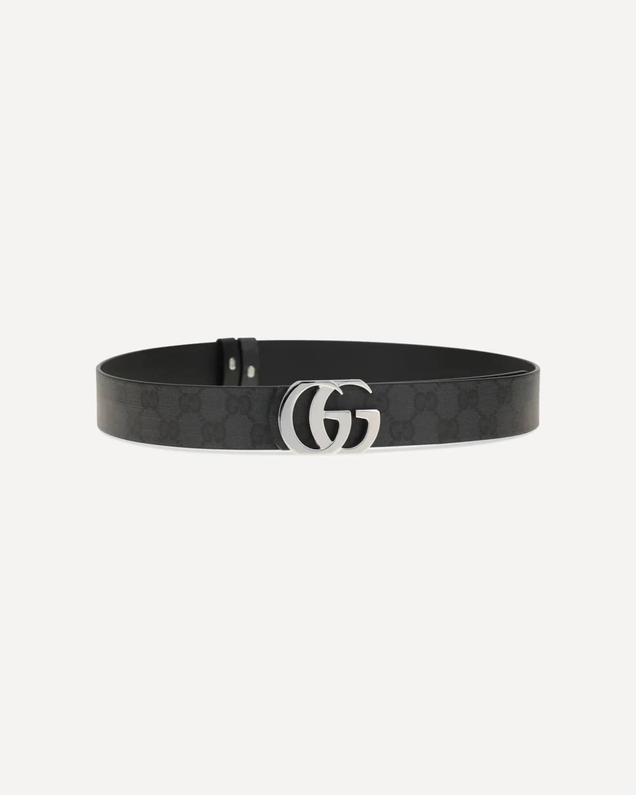 Gucci siyah çift taraflı Cut GG Marmont kemer, detay görünüm