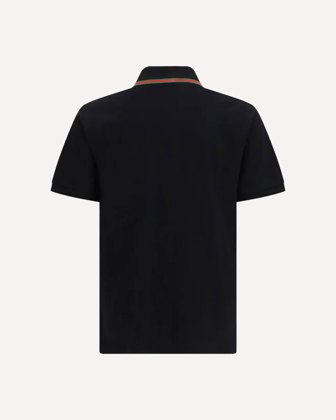 Gucci siyah pamuklu pike polo yaka t-shirt, detay görünüm