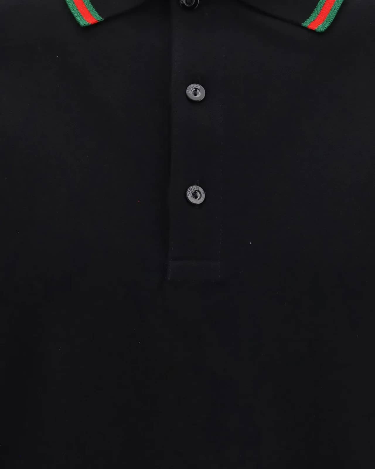 Gucci siyah pamuklu pike polo yaka t-shirt, detay görünüm