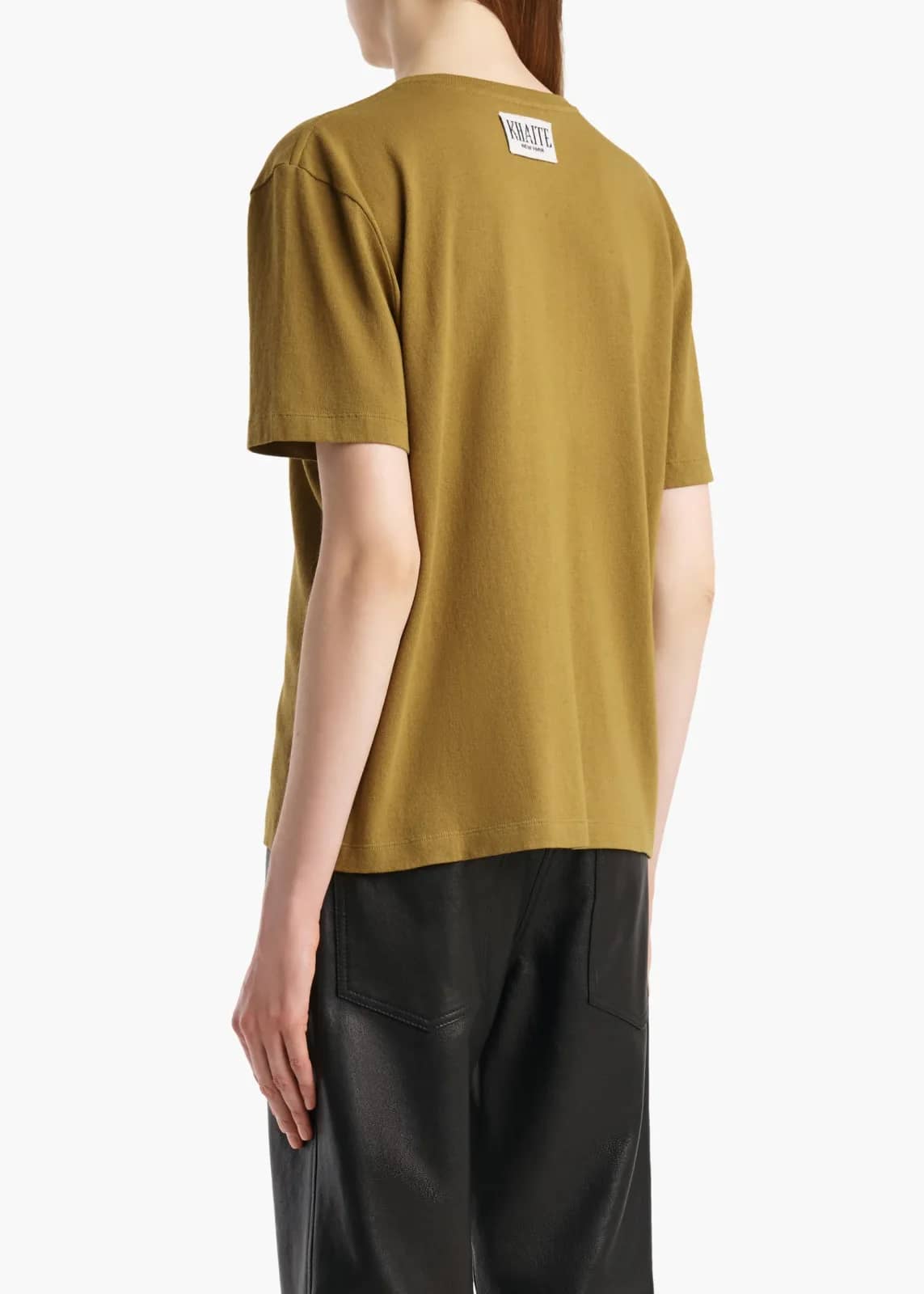 Khaite sarı pamuk t-shirt, detay görünüm