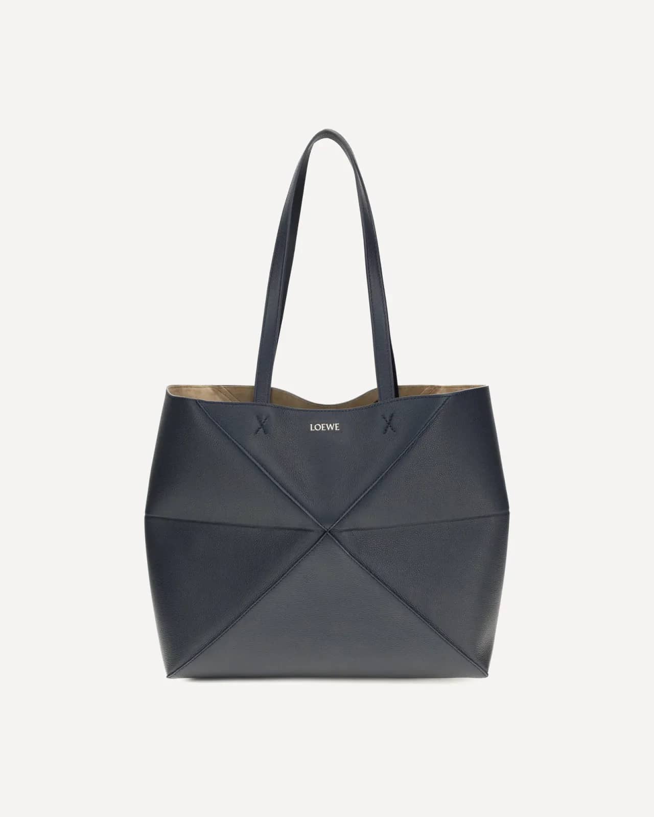 Loewe lacivert Orta Boy Puzzle Fold deri tote çanta, arkadan görünüm