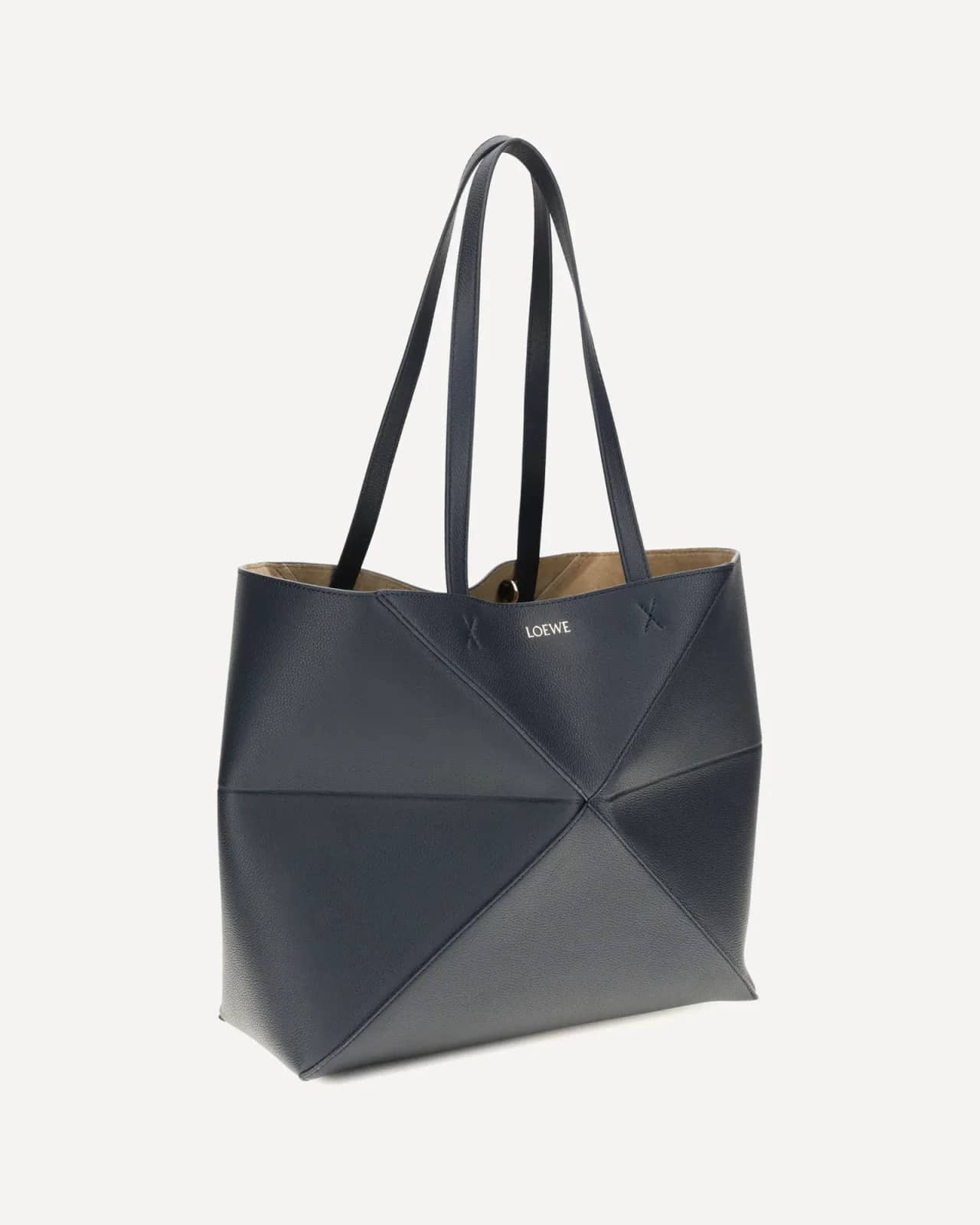 Loewe lacivert Orta Boy Puzzle Fold deri tote çanta, iç görünüm