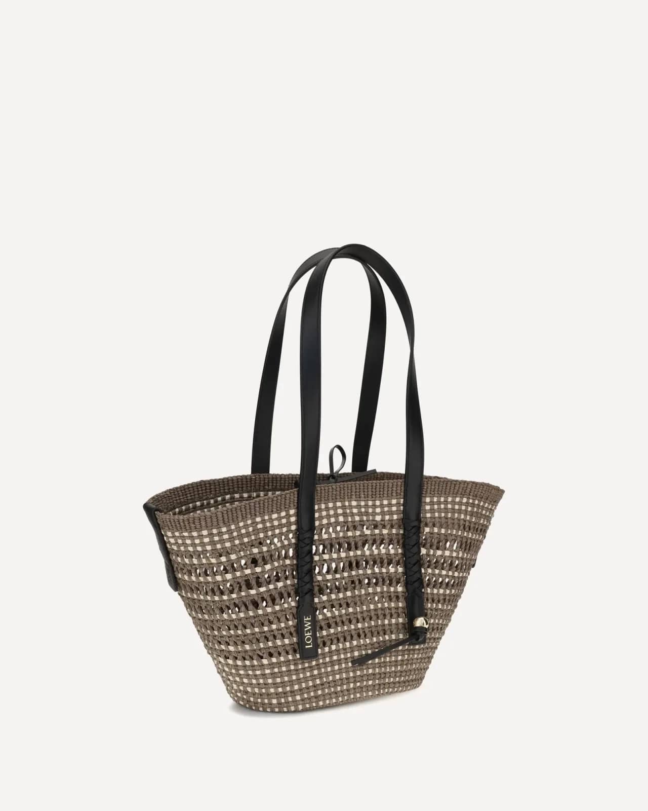 Loewe vizon Orta Boy Braid Basket hasır omuz çantası, yandan görünüm