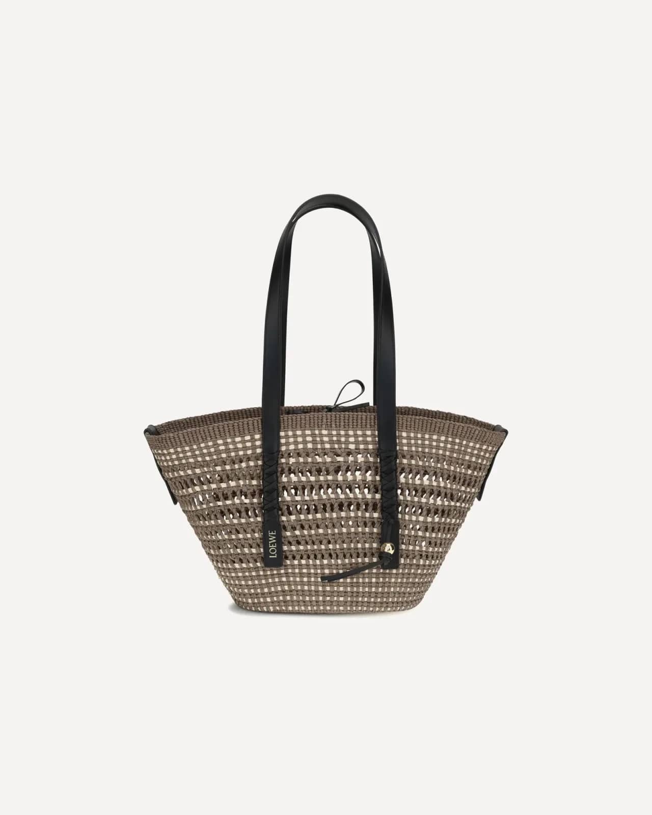 Loewe vizon Orta Boy Braid Basket hasır omuz çantası, arkadan görünüm