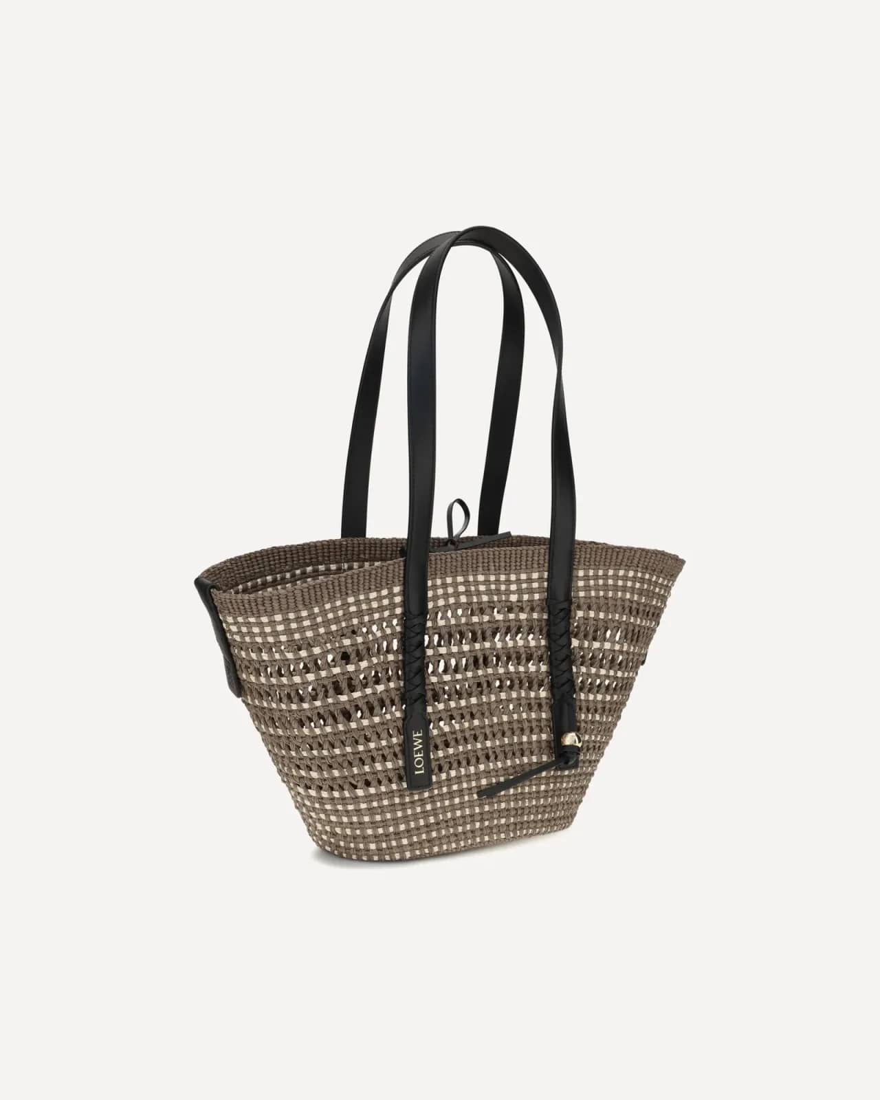 Loewe vizon Orta Boy Braid Basket hasır omuz çantası, detay görünüm