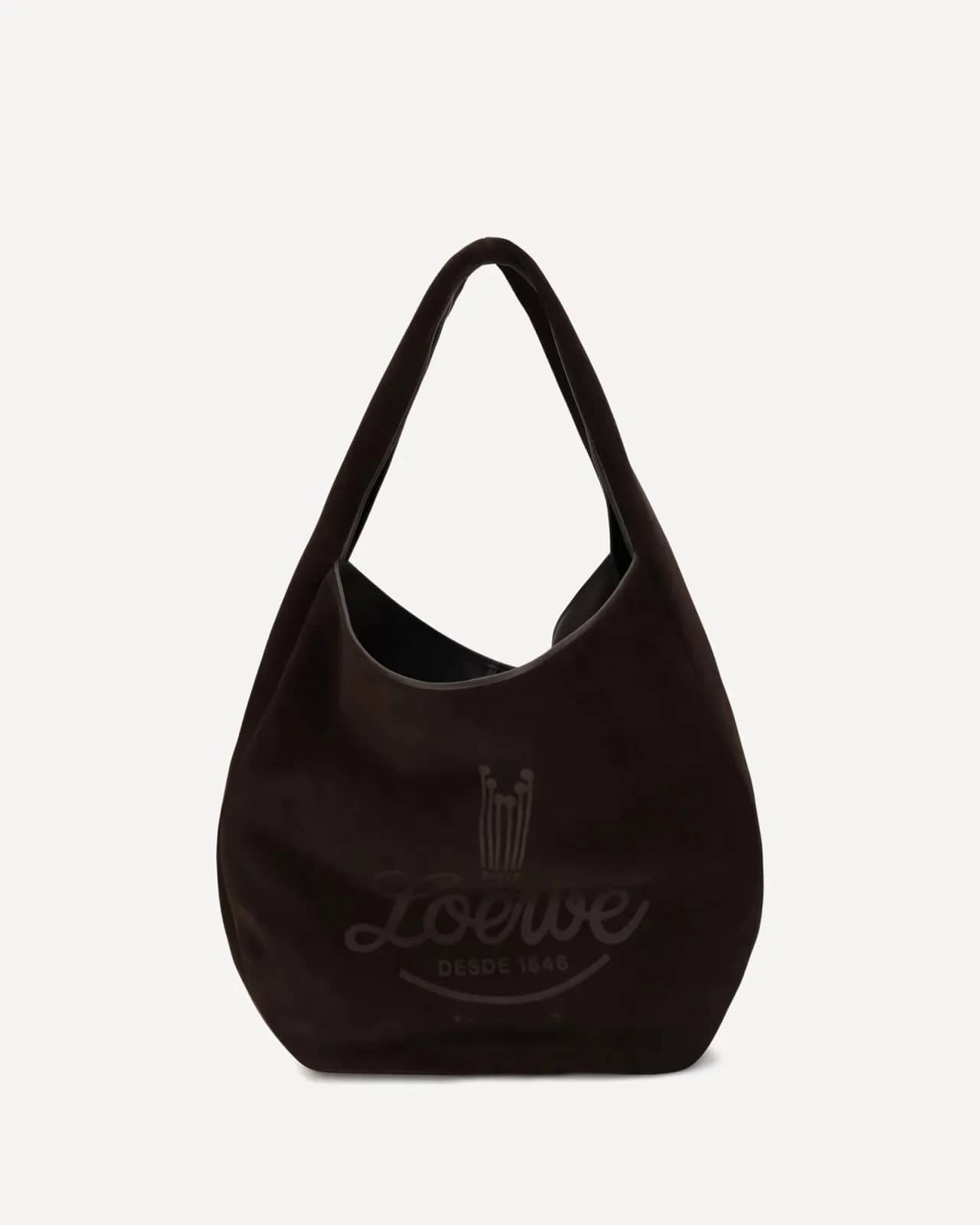 Loewe kahverengi Roomy süet hobo omuz çantası, önden görünüm