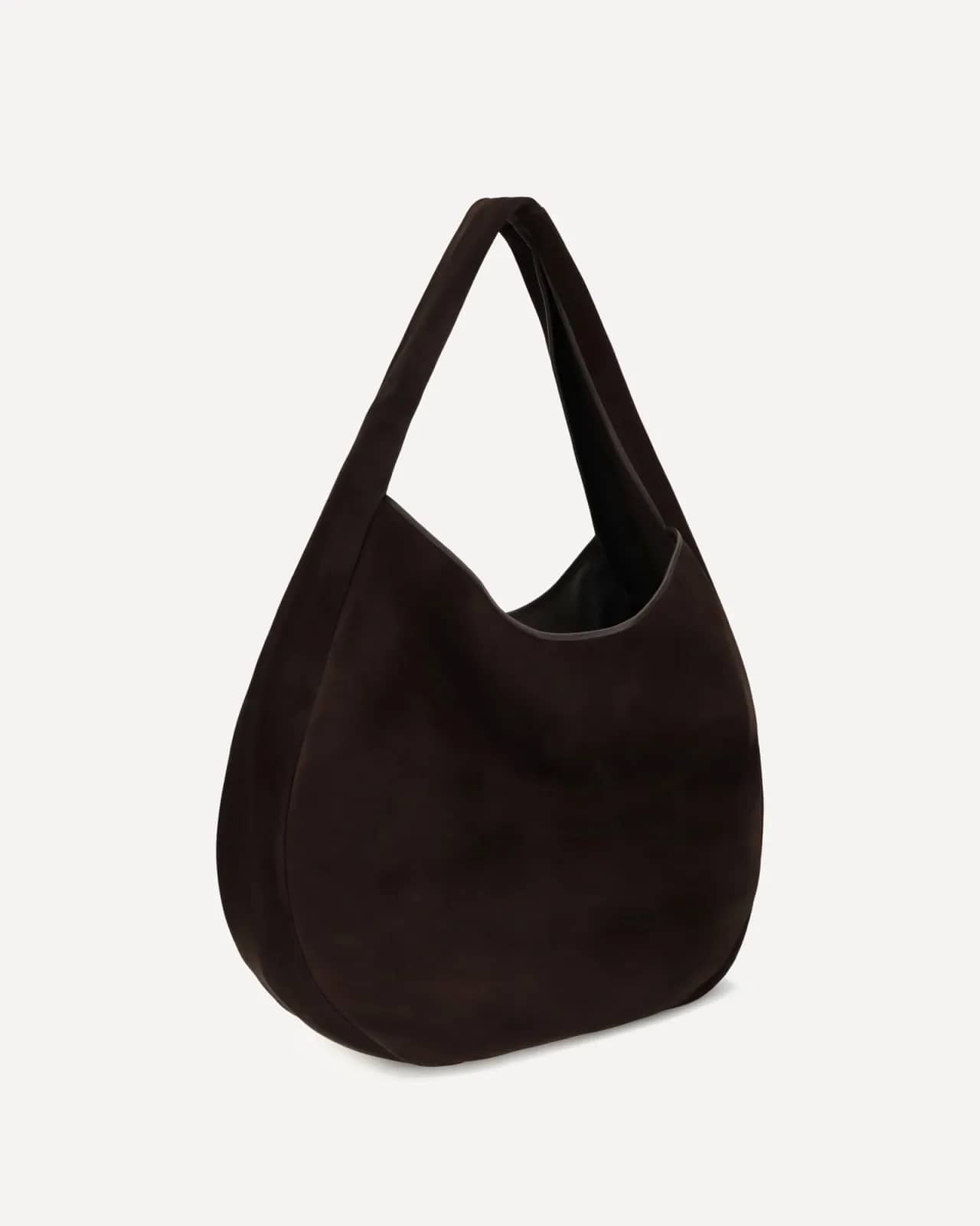 Loewe kahverengi Roomy süet hobo omuz çantası, yandan görünüm