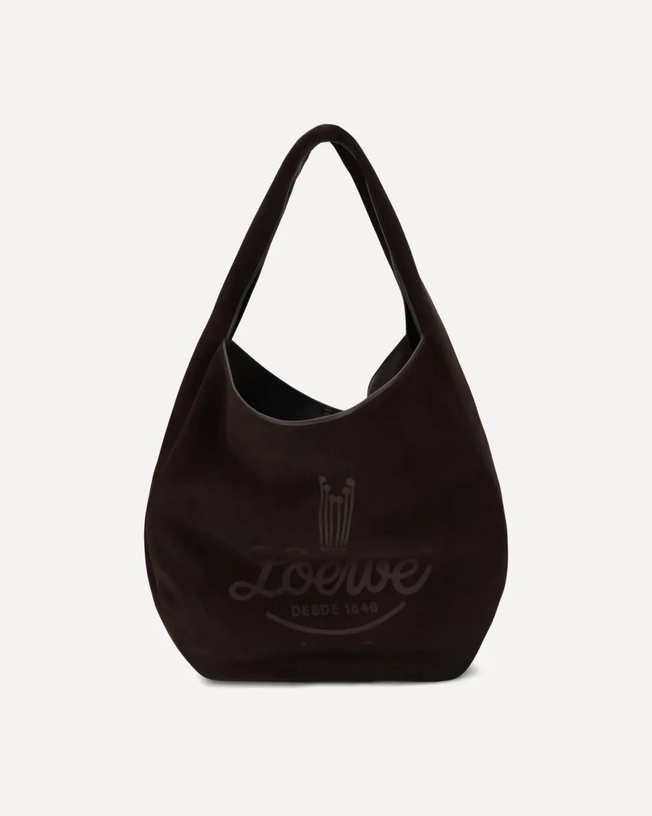 Loewe kahverengi Roomy süet hobo omuz çantası, arkadan görünüm