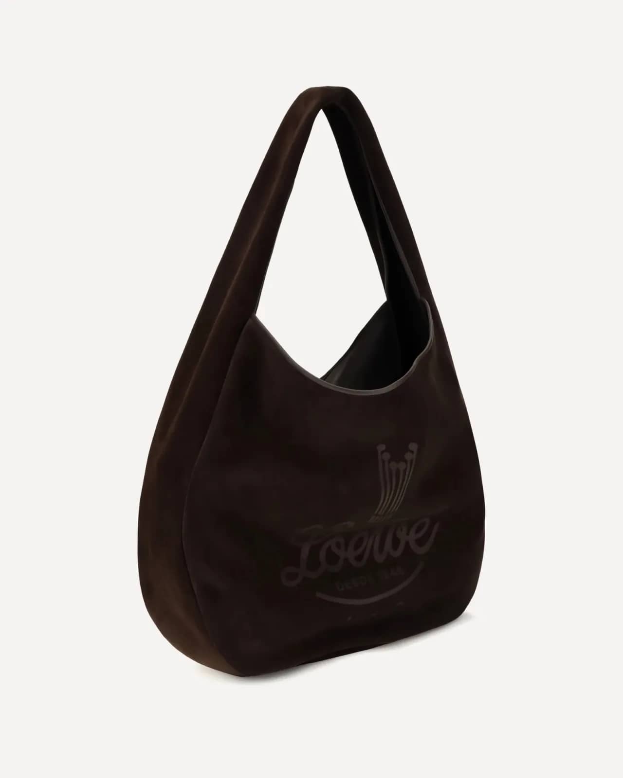 Loewe kahverengi Roomy süet hobo omuz çantası, iç görünüm