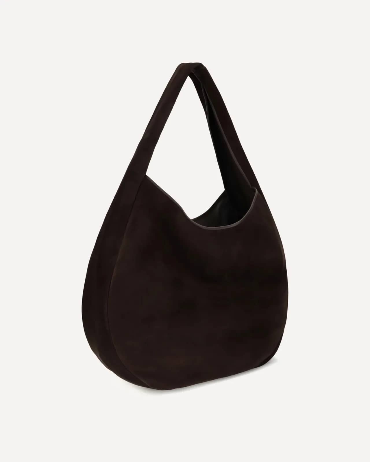 Loewe kahverengi Roomy süet hobo omuz çantası, detay görünüm