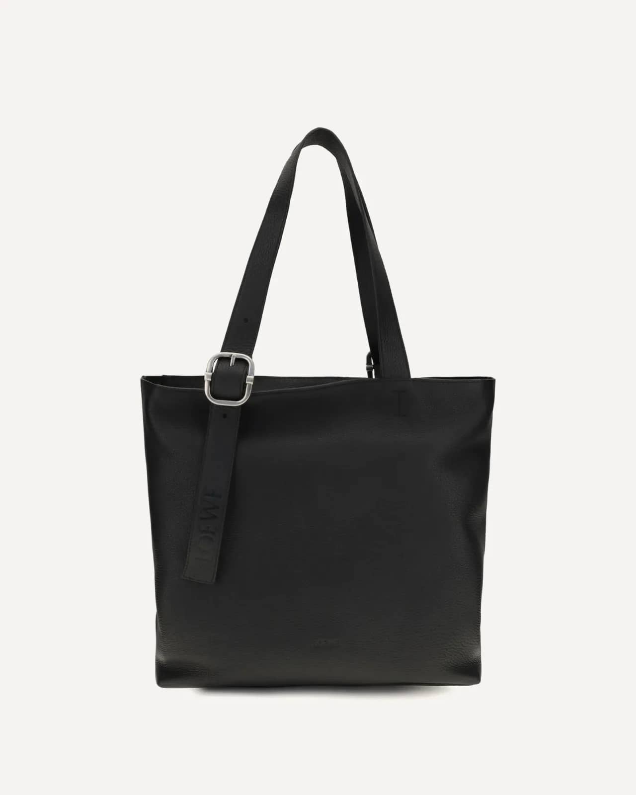 Loewe siyah Loop fermuarlı deri tote çanta, önden görünüm