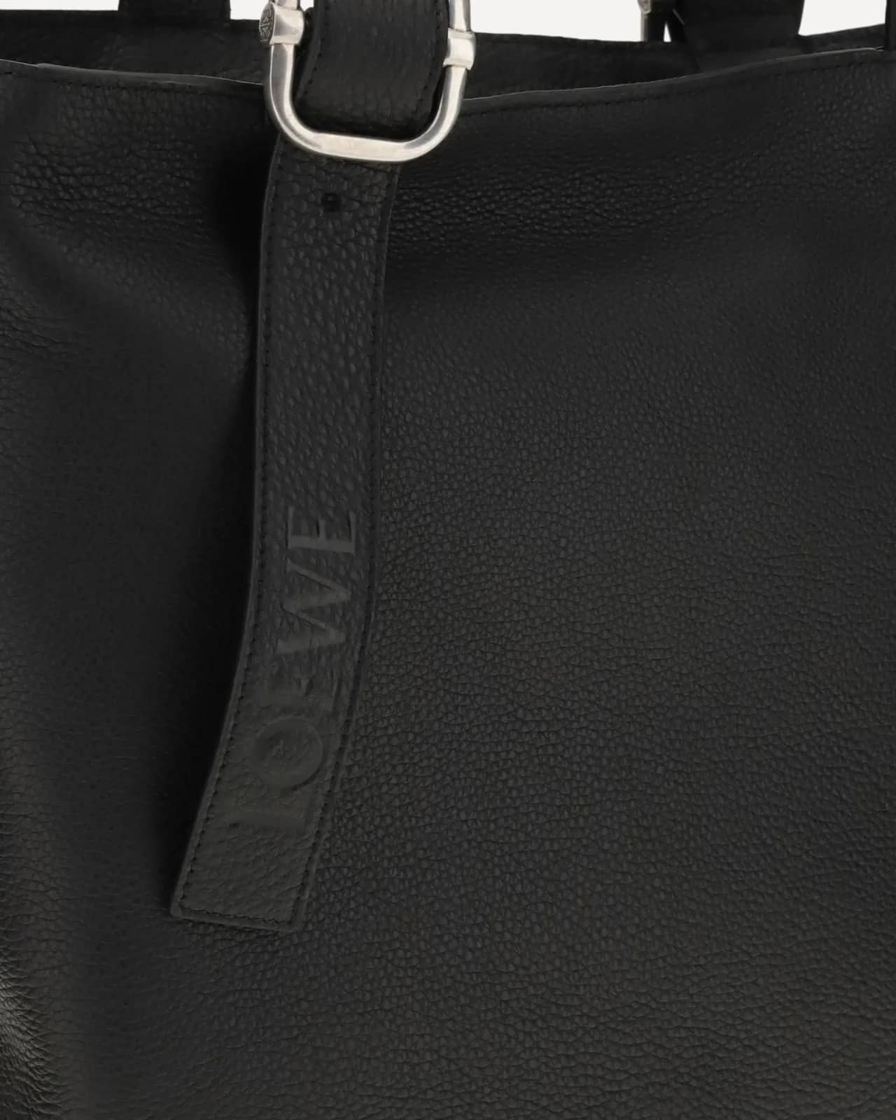 Loewe siyah Loop fermuarlı deri tote çanta, detay görünüm