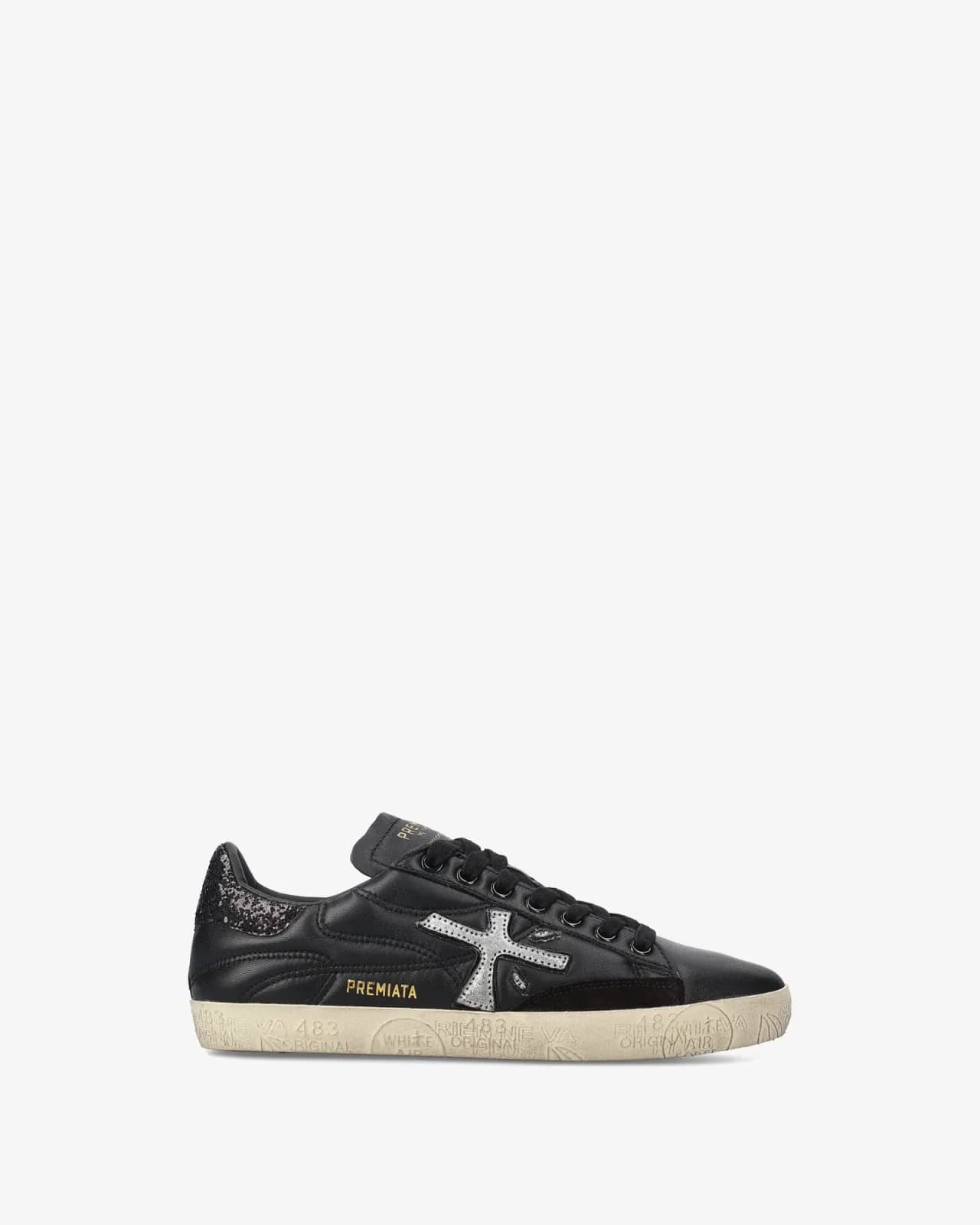 Premiata siyah Stevend sneaker, yandan görünüm