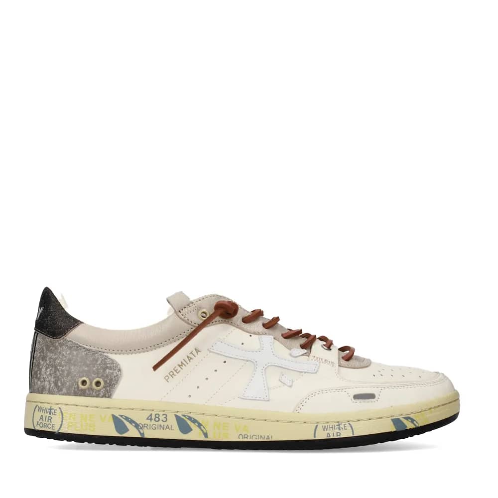 Premiata BSKT Clay bej deri sneaker, yandan görünüm