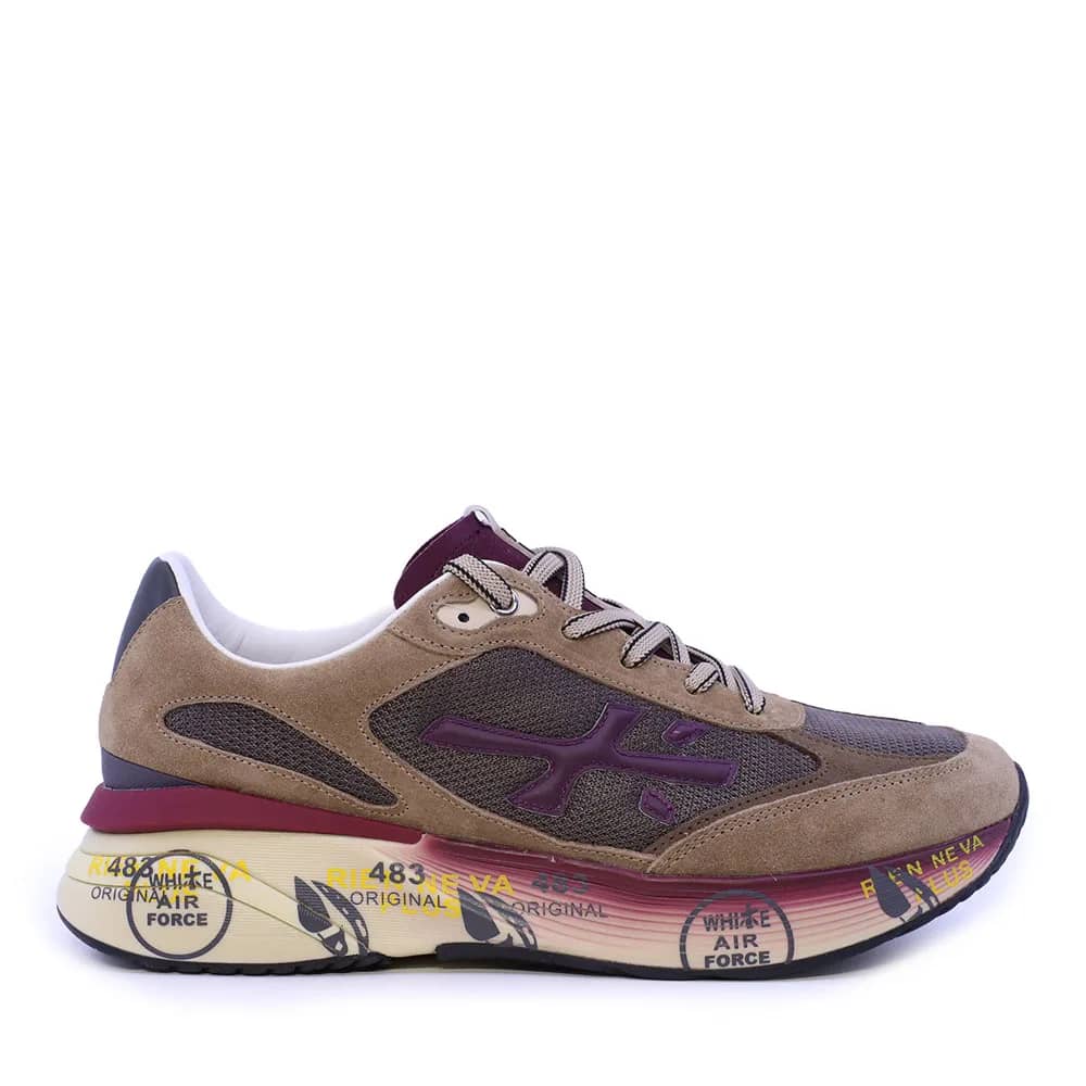 Premiata Moerun vizon süet ve tekstil sneaker, yandan görünüm