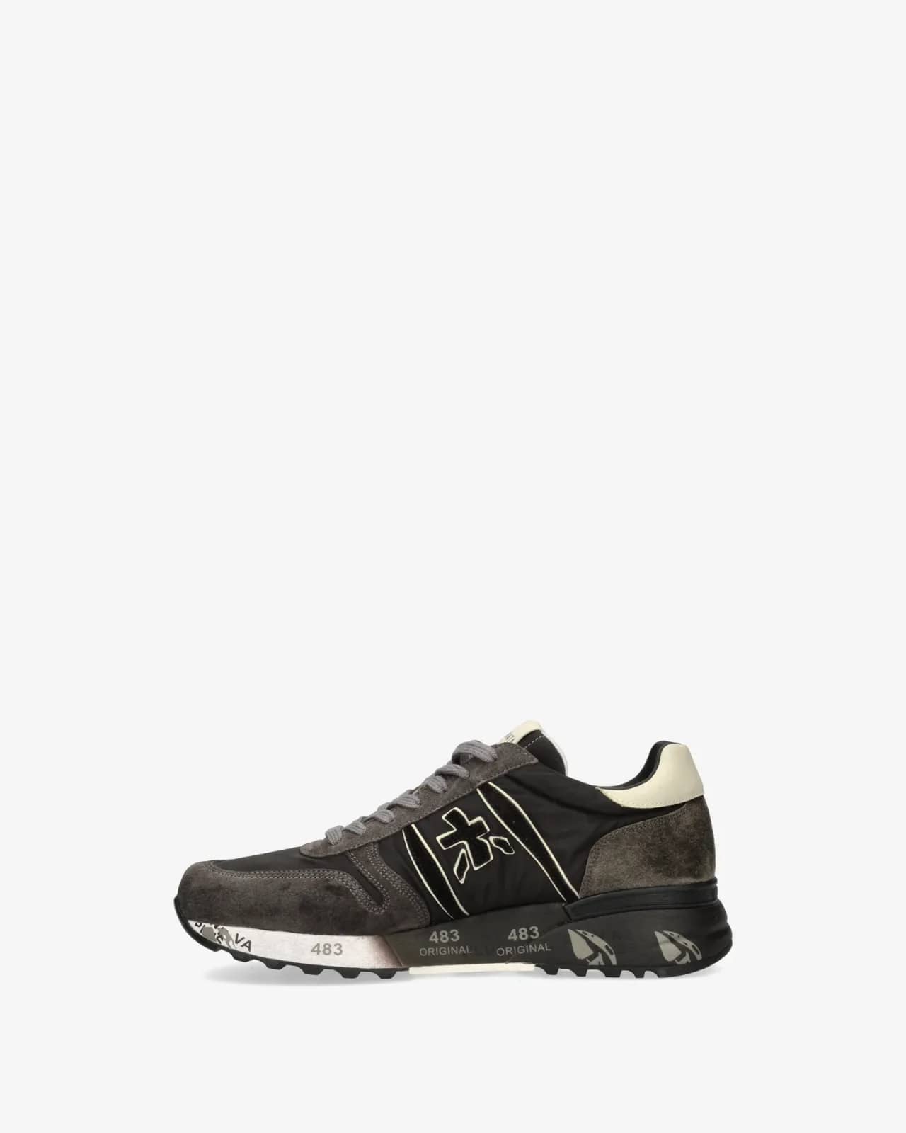 Premiata gri Lander sneaker, arkadan çapraz görünüm