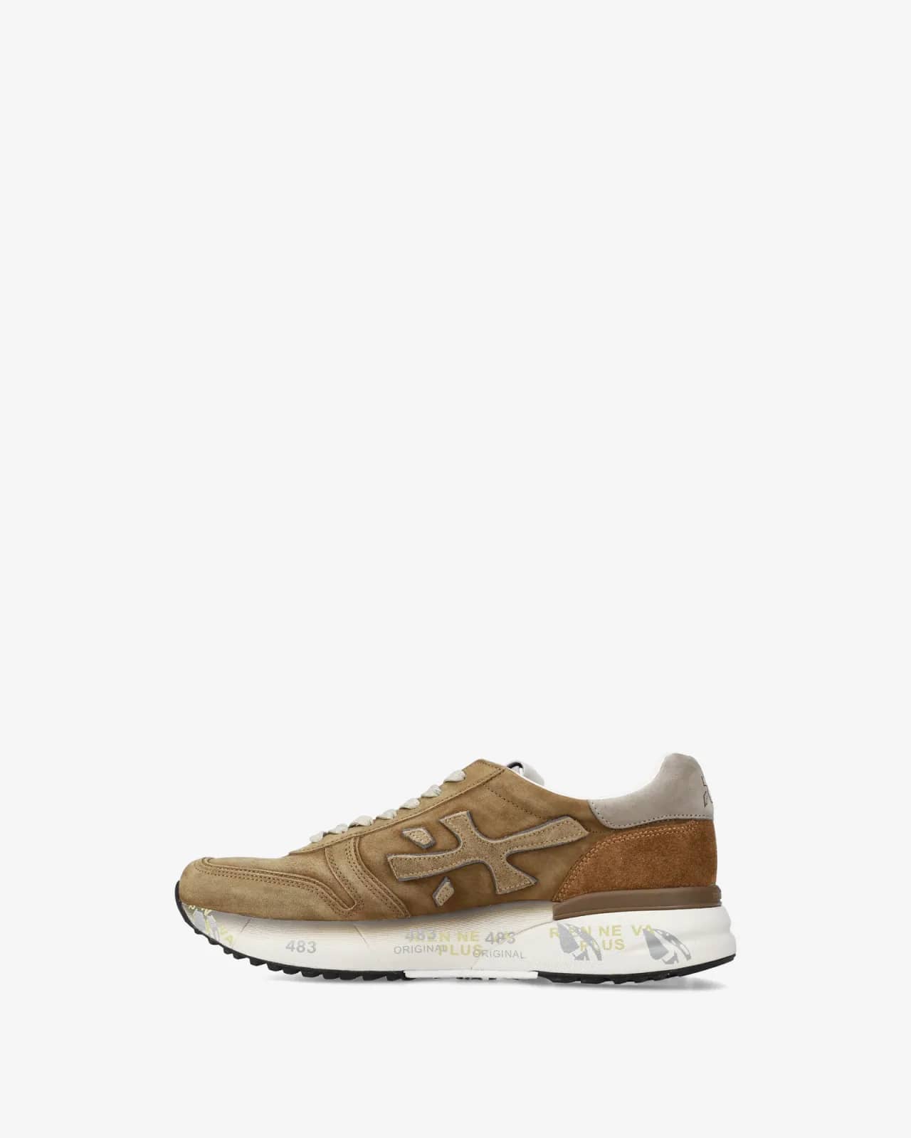 Premiata bej Mick sneaker, arkadan çapraz görünüm
