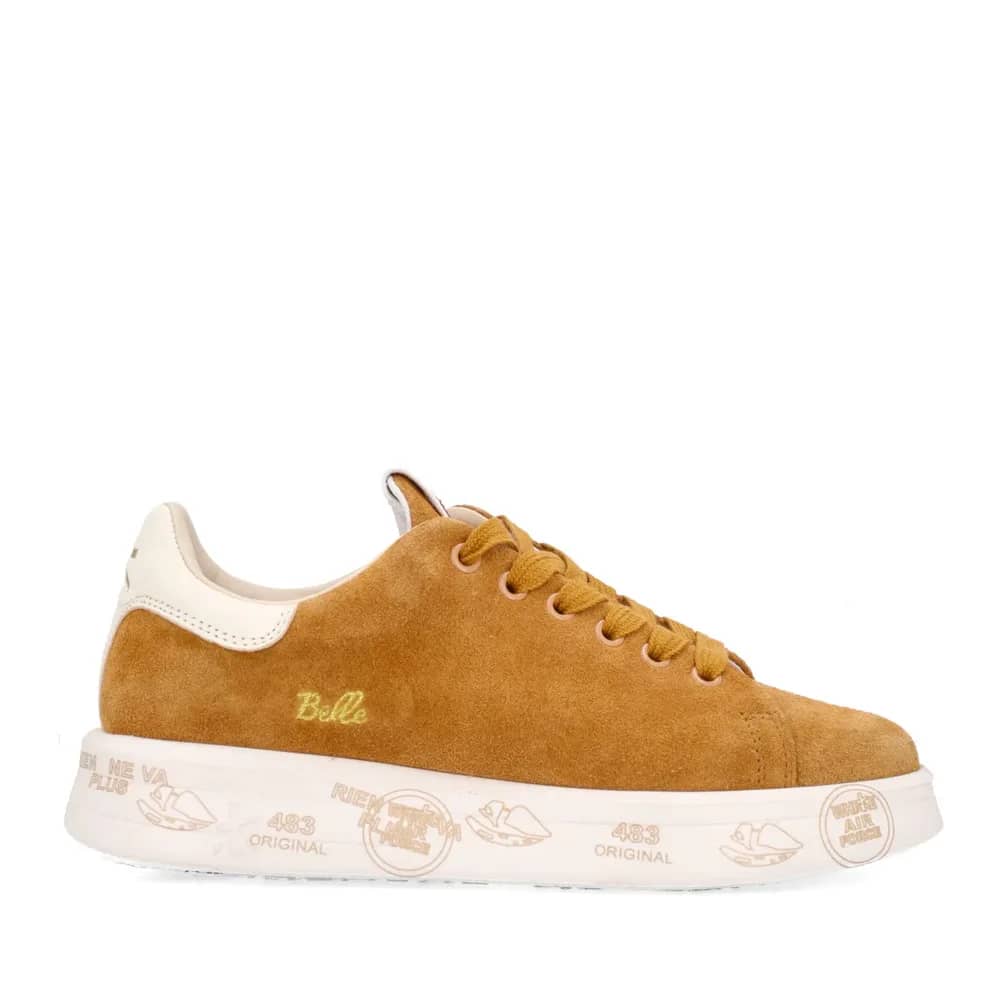 Premiata Belle konyak süet sneaker, yandan görünüm