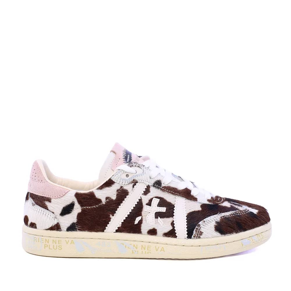 Premiata Bonnied animal print pony hair deri sneaker, yandan görünüm