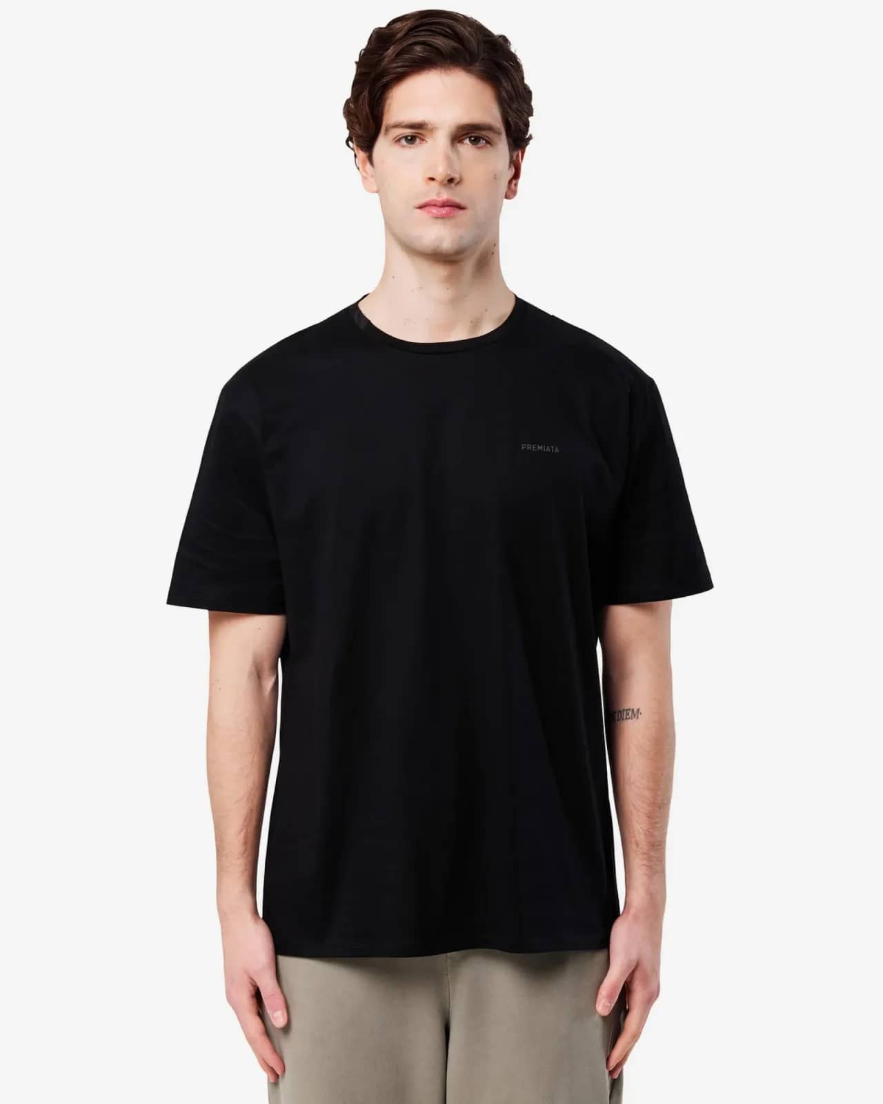Premiata siyah pamuk t-shirt, detay görünüm